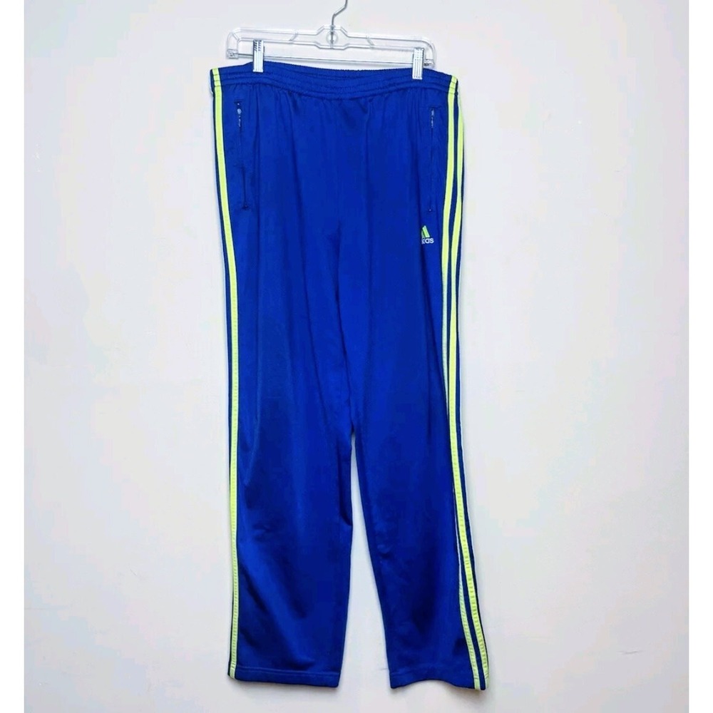 VTG Adidas‎ Track Pants NEON Rave Break Tear Away 3 Stripe Snap 90s Large